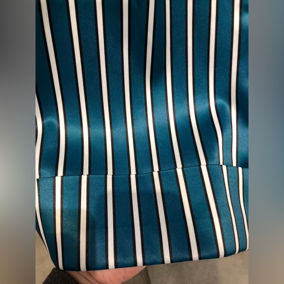 US 12 Self-Portrait Green Alex Stripe Pants NWT - Picture 7 of 11